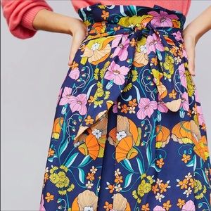 Anthropologie Kyla Multicolor Floral Midi Skirt